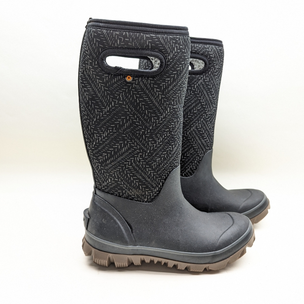 BOGS  Women's Black 14" Whiteout Fleck Insulated WP Winter Boot Size 8M